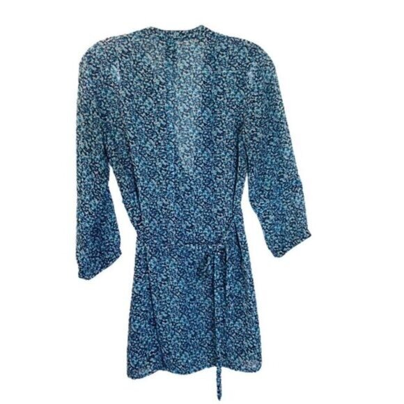 H&M Women‘s Dresses Long Sleeves Short Mini Dress V Neck Tie Waist Dress - Picture 2 of 9